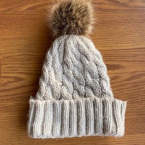 Knit Pom Pom beanie - cream